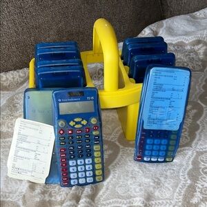 Texas Instruments TI-15 Student Calculators in Blue with Yellow Carrier